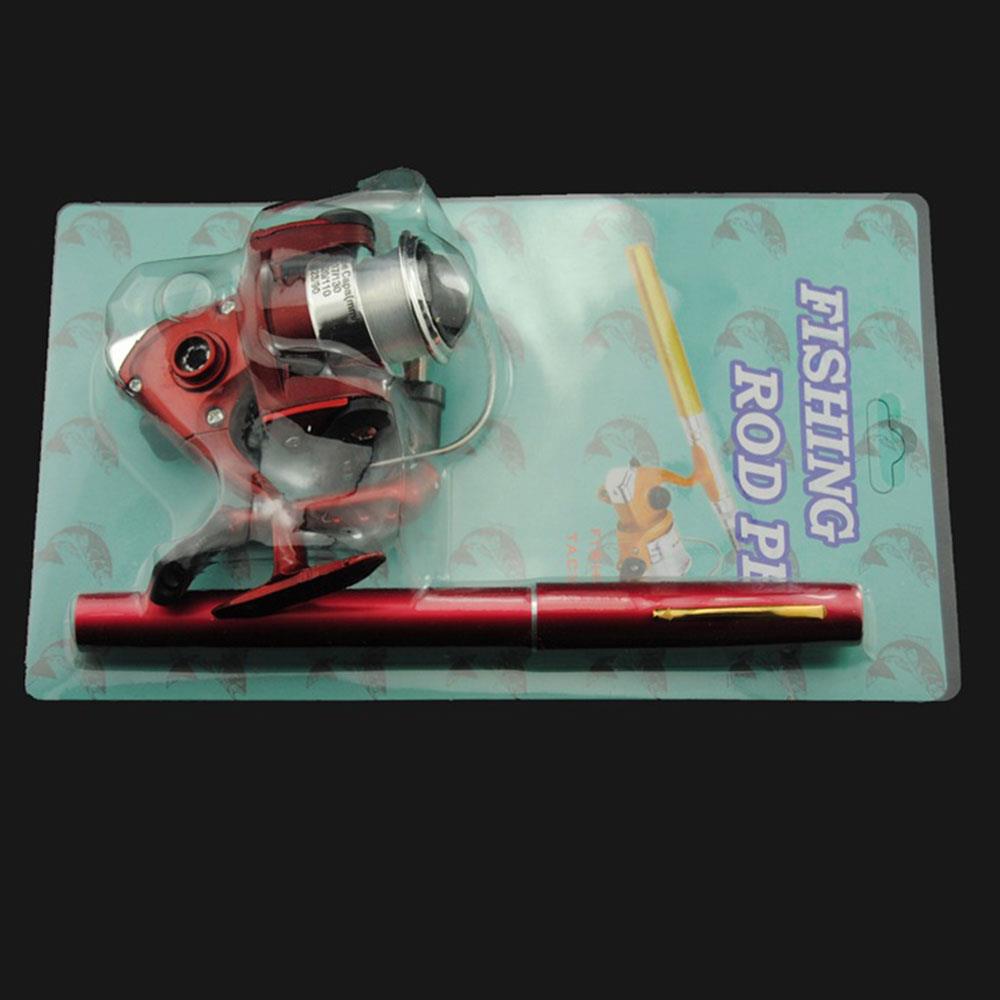 Canne à pêche canne à pêche outil de pêche à la ligne carbone 5 couleur stylo canne à poisson: Red