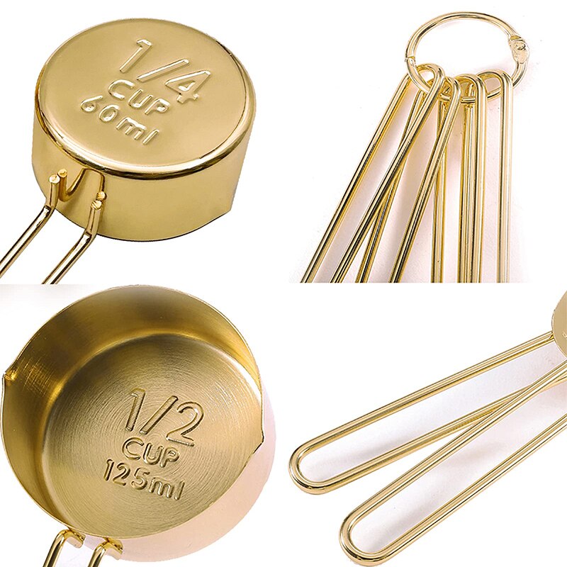 4pcs/8pc Stainless Steel Measuring Spoons Set Kit Measuring Cups Set Kitchen Accessories Baking Tea Coffee Spoon Measuring Tools