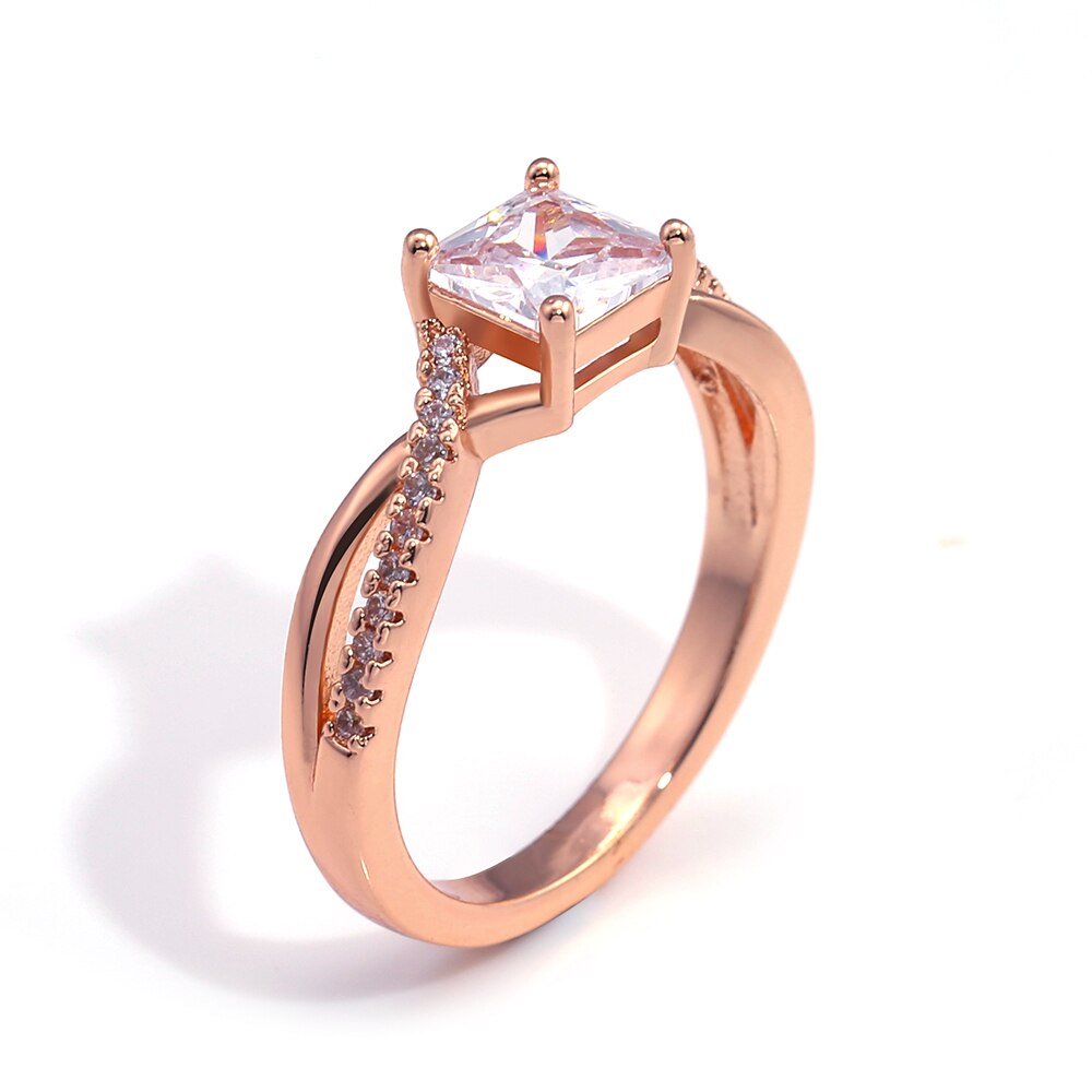 Huitan Hersteller Direc Wicklung Hochzeit Ringe Für Frauen Romantische Rose Gold Engagement Zubehör Finger Ringe