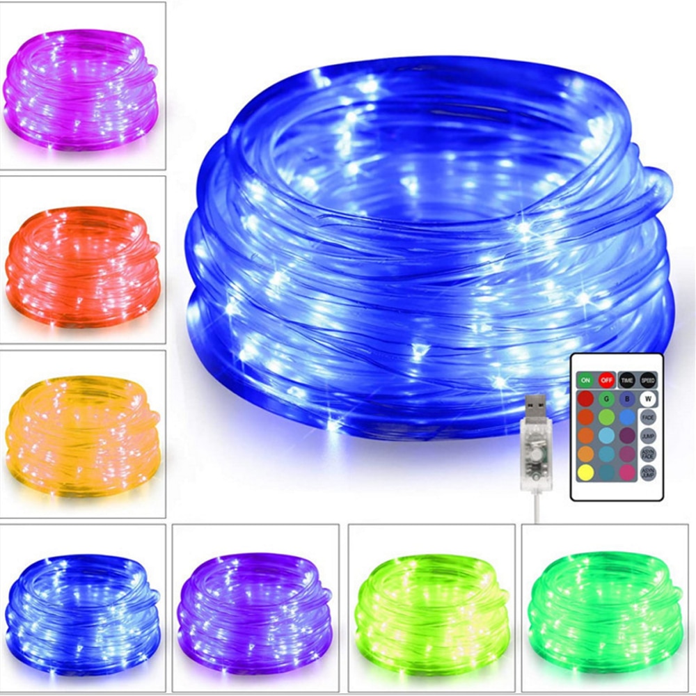 RGB LED Light Hose 5m 10m 20m USB Fairy LED String+Remote Control Waterproof Garland Light for Christmas Year Garden Decor