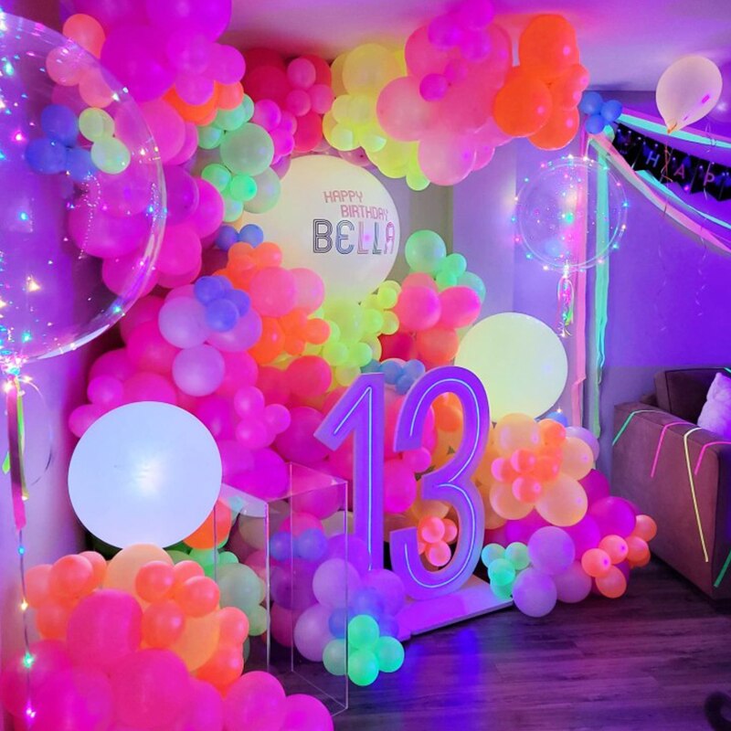 Globos de látex de neón para niños, globos mágicos fluorescentes de Color arcoíris, decoración para de cumpleaños y Baby Shower, 10/20/30 piezas, 10 pulgadas