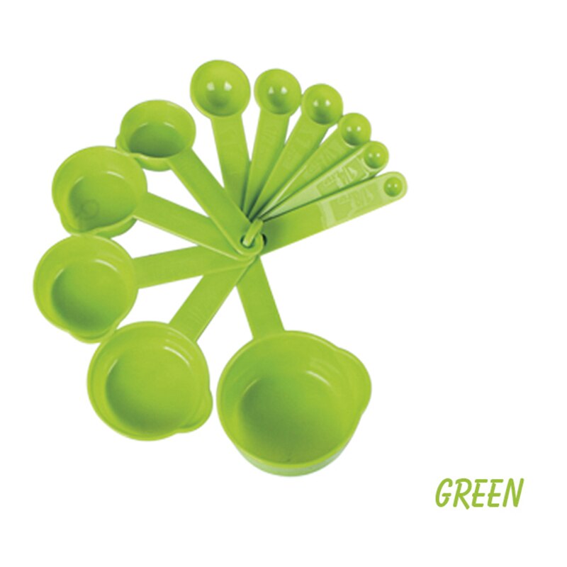 11pz Da Cucina di Misura Cucchiai Cucchiaino Da Caffè di Zucchero notizia in anticipo di Cottura Della Torta di Farina Tazze di Misurazione Utensili Da Cucina impostato: verde