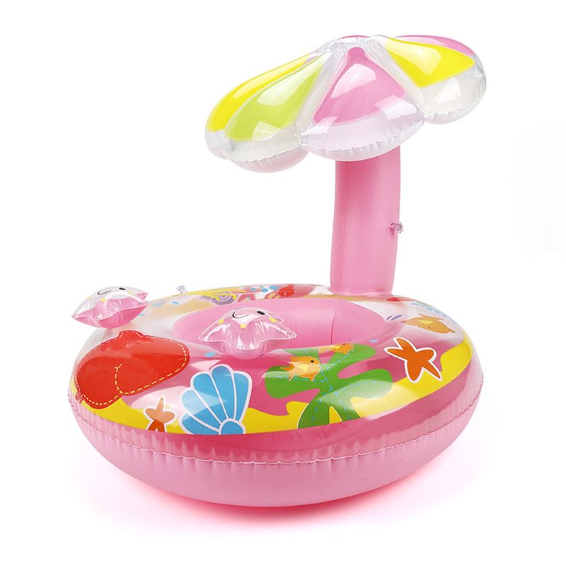 Baby svømme flyder tegneserie svampe skygge flydende sæde ring sommer ud pool legetøj tykkere svømning aktivitet vand sjovt at lege legetøj: Lyserød