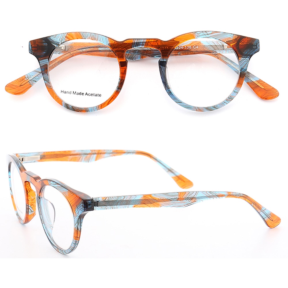 Kvinder små runde brillestel mænd optiske briller stel skildpadde skal receptpligtige briller brun orange retro briller