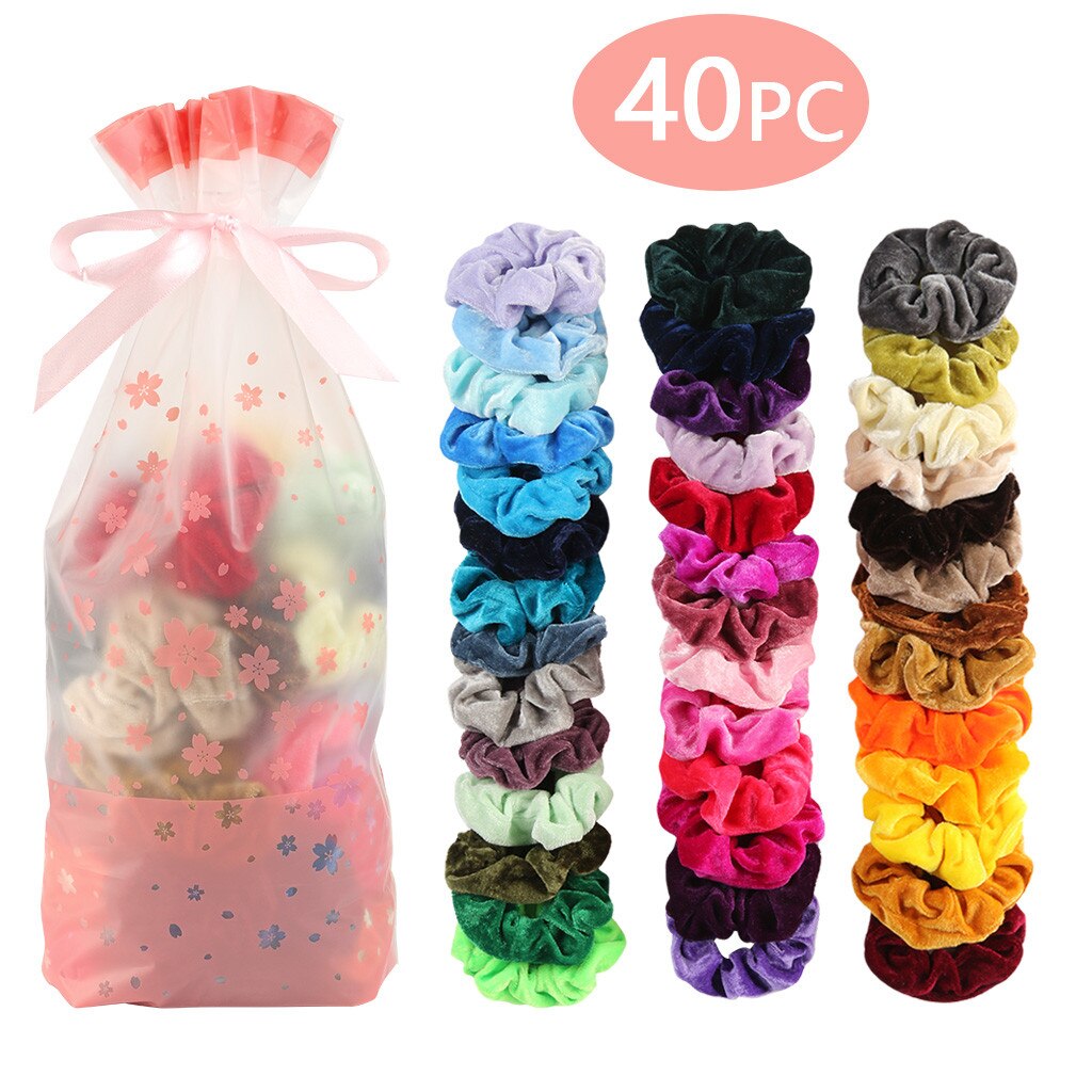 50 Uds. Paquete elástico Scrunchie de terciopelo bandas para pelo para mujer o niña accesorios para el cabello para mujeres rápida