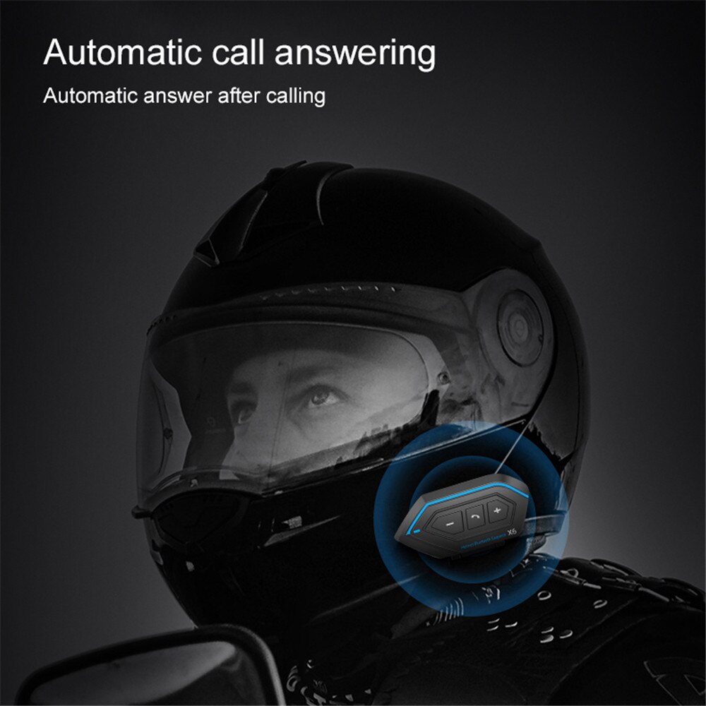Helm Bluetooth Oortelefoon X6 Motorfiets Headset Bt Interphone Bluetooth Helm Intercom Stereo Headset Voor Mobiele Telefoon 2 Rider