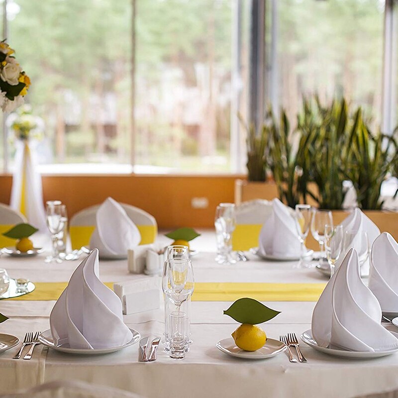 12Pcs Cotton Restaurant Dinner Cloth Satin White 50X50cm High-End Hotel Napkin