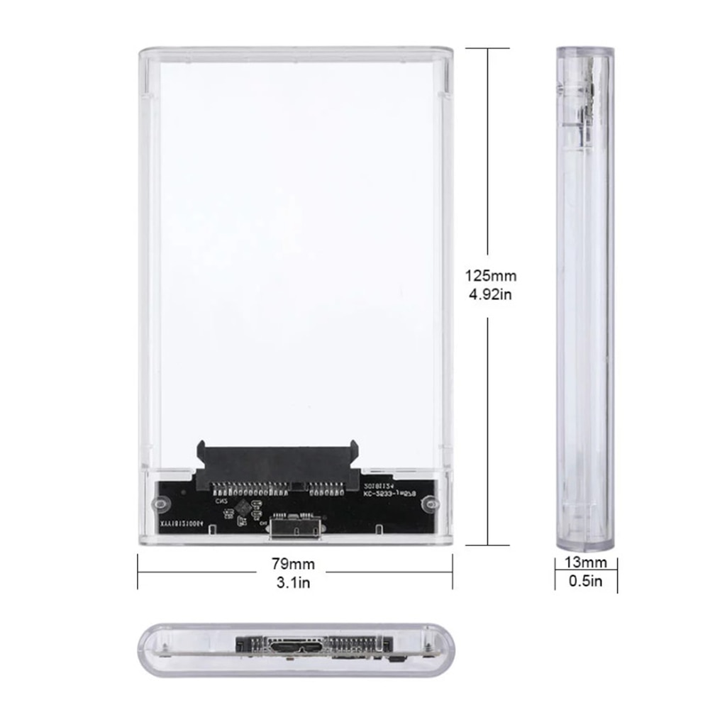 2.5 inch SSD HDD Transparent Hard Drive Mobile Case SATA to USB 3.0 Micro-B Adapter SSD HDD External Enclosure Box for Laptop