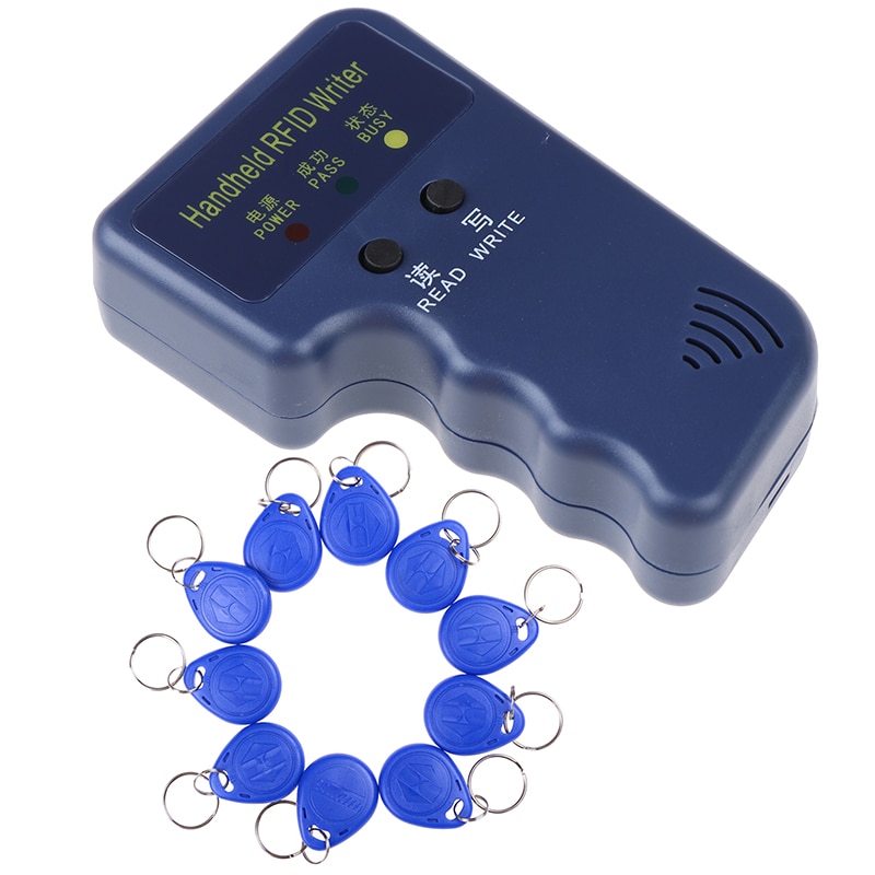 125 khz handhållen rfid-skrivare/kopiator/läsare/duplikator med 10 st id-taggar