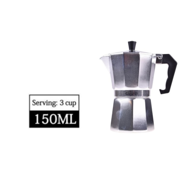 Aluminum Mocha Pot Coffee Maker Durable Moka Cafeteira Espresso Moka Coffee Pot 3 / 6 cup Red Blue Silver Rose: Siver 3 cup