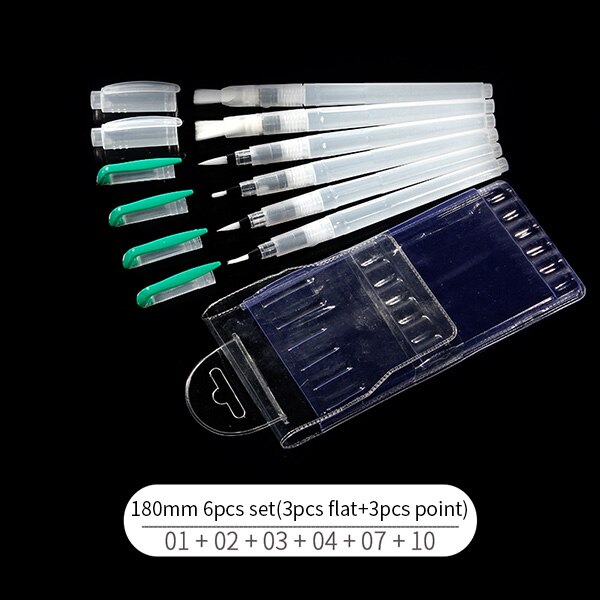 Bgln 3/6Pcs Paint Brush Set Large Capacity Water Brush Soft Flat/Point Watercolor Painting Brush For Drawing Art Suppies: 180mm 6pcs set