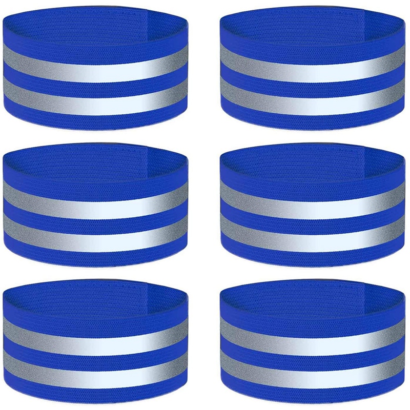 Set Of 6 High Visibility Reflective Tapes, Safety Armband: Blue