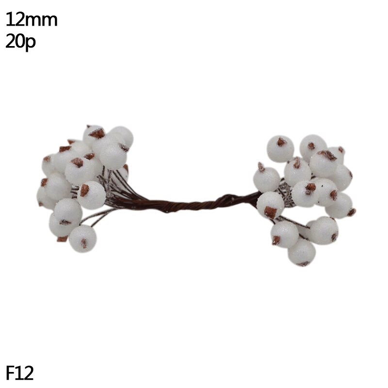 Artificial Flower Mini Stamen White Glass Berries Stamen For Wedding Party Home Decoration DIY Wreath Handmade Craft Accessories: F12