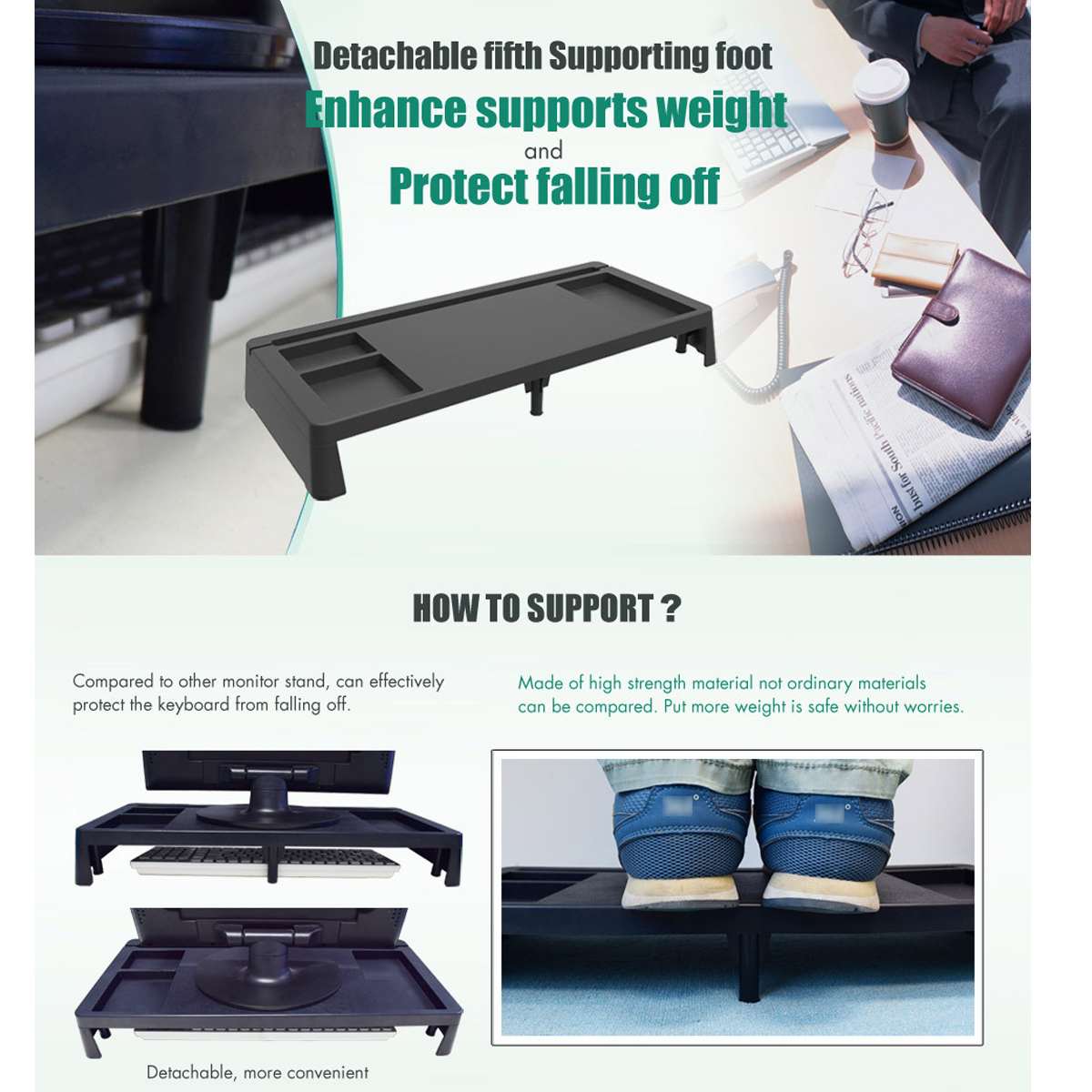 Computer Screen Riser Keyboard Rack with USB Cable Desk Shelf Office Table Organizer Desktop Display Bracket Laptop Holder