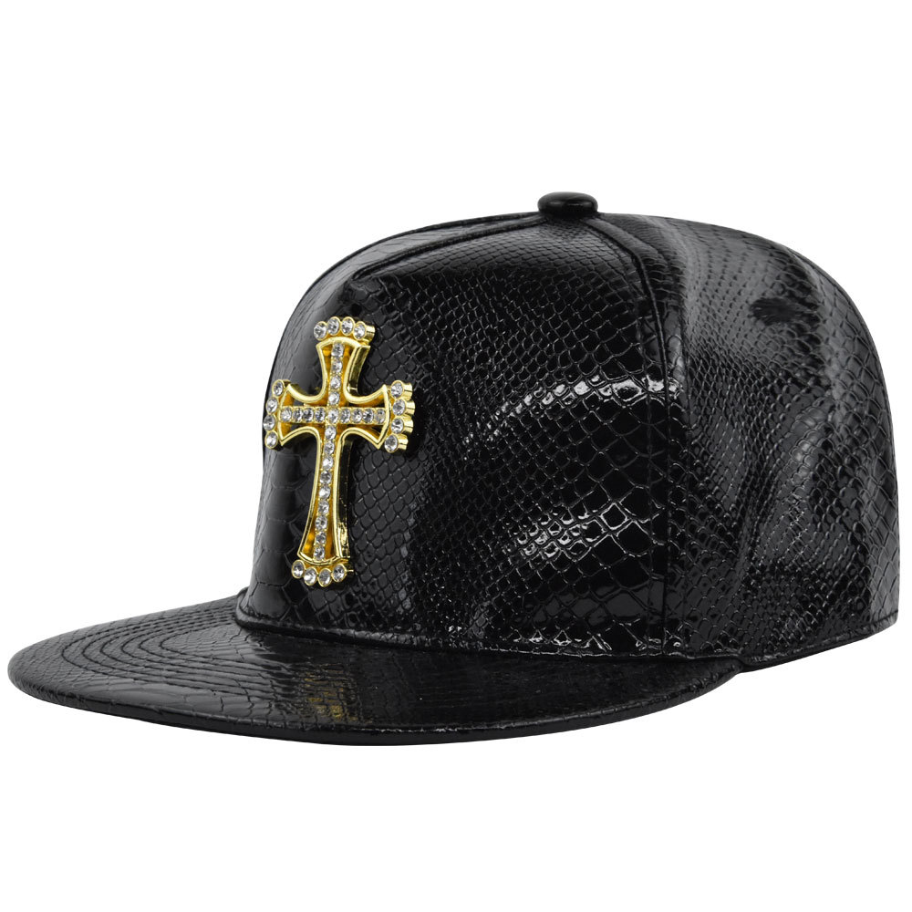 Hiphop-caps korset jesus metallmerkelapp breakdancing streetdance hatt med flat brem hiphop-caps med tettsittende passform ungdoms-tidevannscaps: Hvit