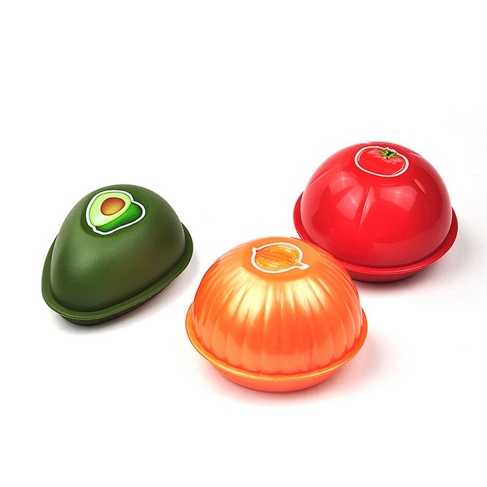 Recipiente de cocina para verduras, Mini latas, contenedores portátiles para almacenamiento de vegetales, cebolla, aguacate, caja de mantenimiento fresco en forma de tomate