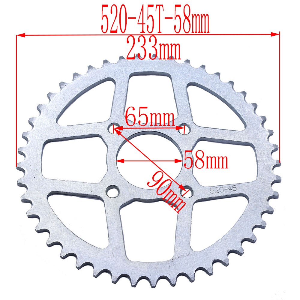 520 ketten 43T/45T/47T/49T Motorrad Kette Kettenräder Hinten Zurück Kettenrad Für ATV Quad Grube Schmutz Fahrrad Motorrad Motor- Moped: 520-45T-58MM
