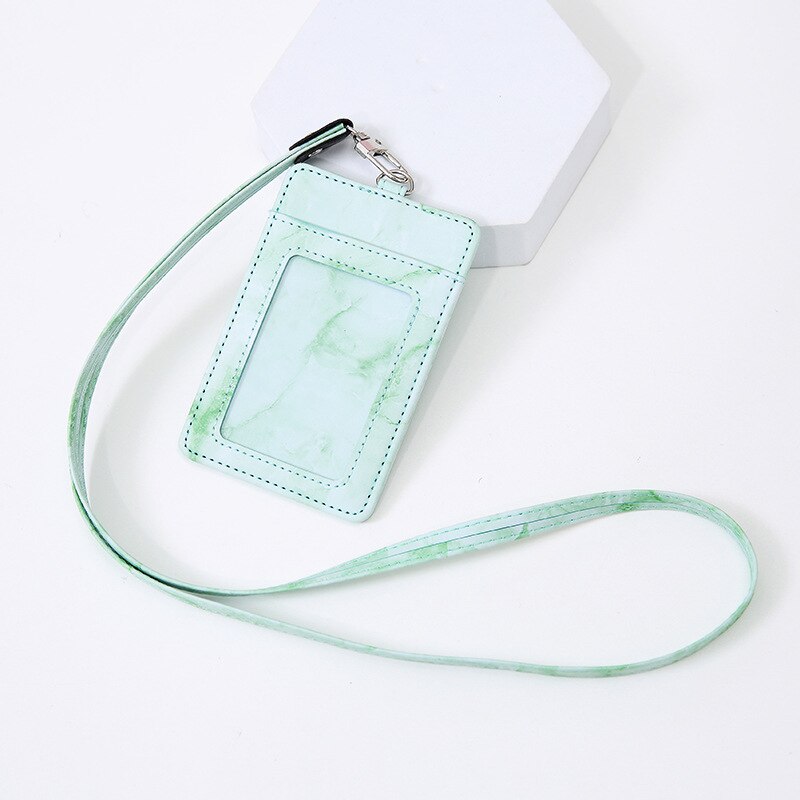 Leuke Marmer Lanyard Credit Card Id Houder Tas Student Vrouwen Reizen Bank Bus Visitekaartje Cover Badge Portemonnee Tassen: Green