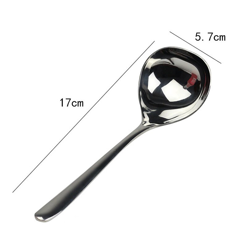 Stainless Steel Soup Spoon Round Large Coffee Dessert Spoons Kitchen Utensils Long Handle Spoons: 17cm