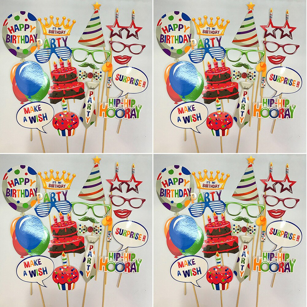 18pcs/set On A Stick Party Photobooth Dress Up Moustache Weeding Photography Kit Background Happy Birthday Photo Props