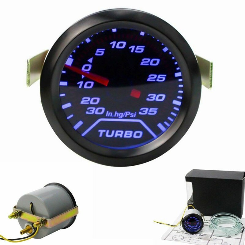 2Inch 52Mm Turbo Boost Gauge Digitale Blauwe Led Pointer 35 Psi Druk Meter 12V