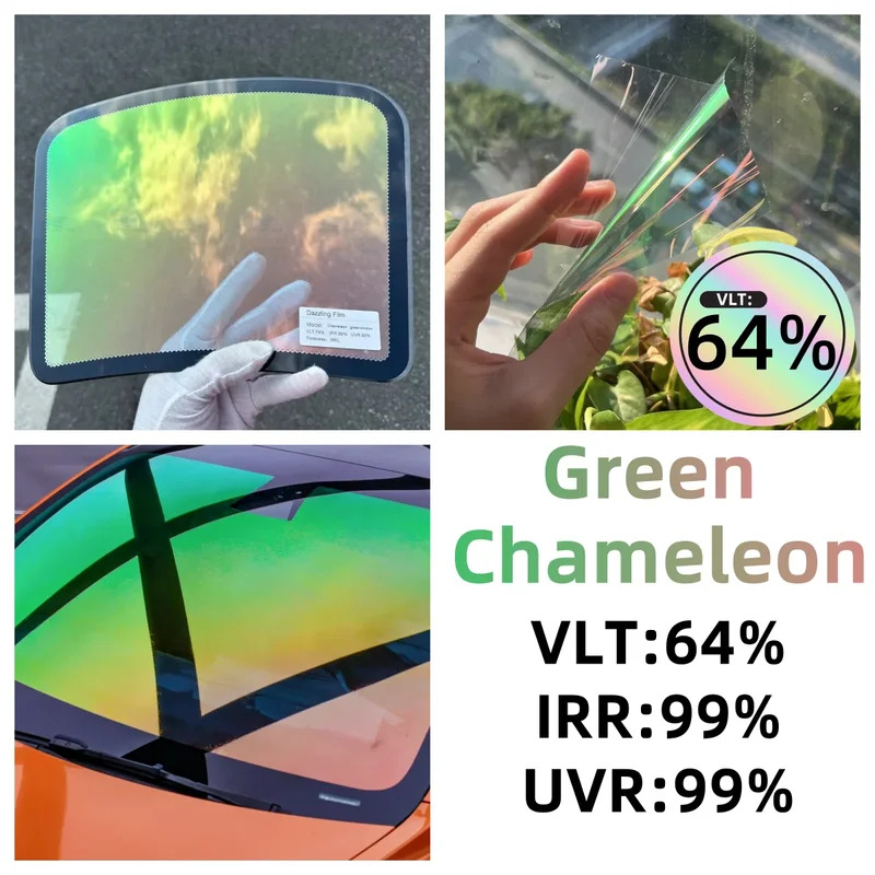 Grün/Blau/Rot Chameleon VLT 64~78 % Windschutzscheibenfolien Auto vorne Heckscheibentönung Windschutzscheibenschutz Solar-Tönungsfolie