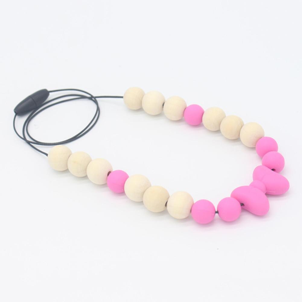 Baby Siliconen Strik Ronde Bead Charm Bijtring Ketting Verpleging Kinderziektes Speelgoed