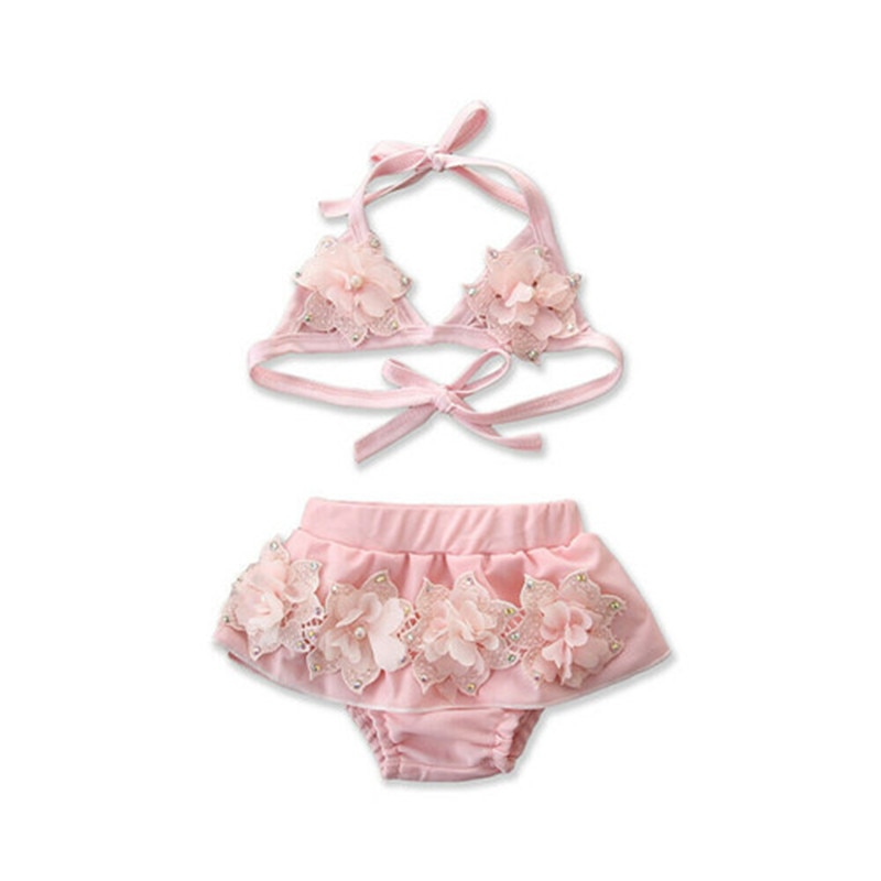 Traje de baño de flores para niñas, conjunto de Bikini a la , ropa de playa,: XL