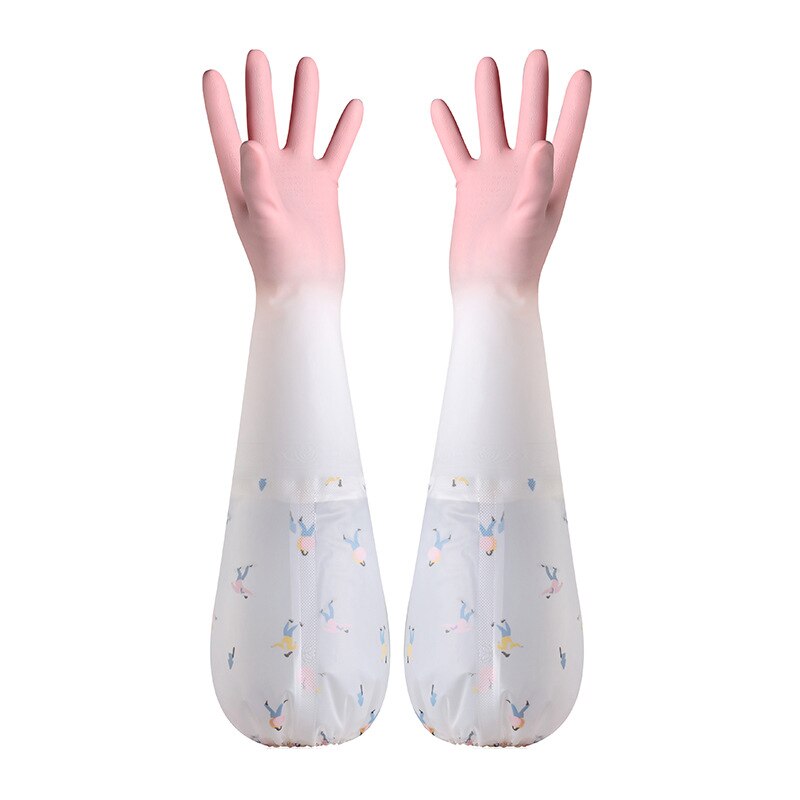 Gants en caoutchouc pour femmes, cuisine, vêtements de lavage épais, vaisselle, ménage étanche, durables, Plus des gants en Latex de velours