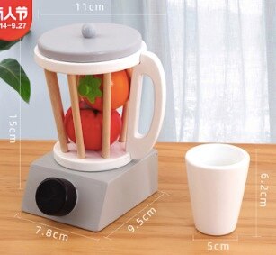 Montessori Educational Toys wooden kitchen toy accessories utensils play set for kids pretend toy play coffee toaster mixer: Cicu juice machine