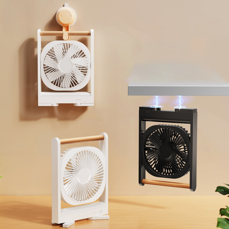 Eary-ventilador de escritorio portátil 3 en 1, montado en la pared, con Base magnética, viento de 4 velocidades, colgante ajustable, Mini ventilador recargable por USB delgado