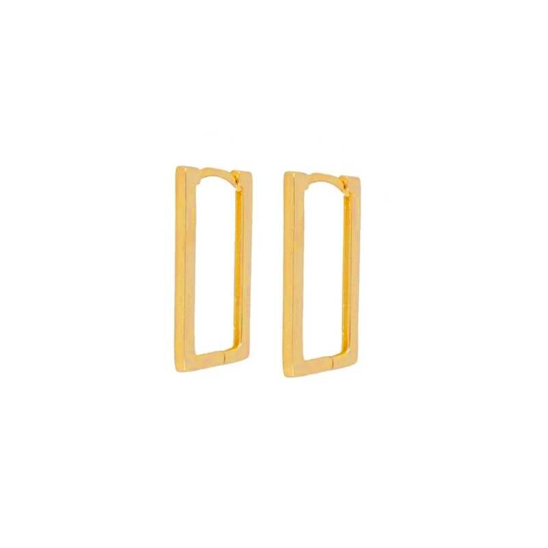 GS 925 Sterling Silver Minimalist Square Rectangle Gold Hoop Earrings For Women Chic Geometric Beads Huggie Earring Jewelry: B gold color