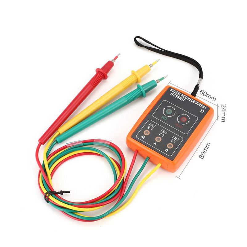 Neue 3 Phase Sequenz Rotation Tester Anzeige Detector Meter LED Summer mit Tragbaren Beutel TD-LED02