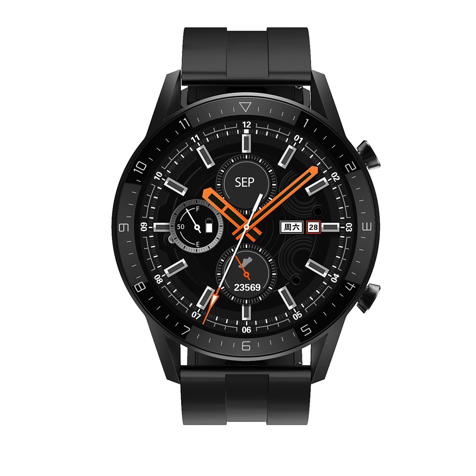 DT92 Bluetooth Oproep Smart Horloge Mannen Full Touch Screen IP68 Waterdichte Smartwatch Voor Android Ios Sport Fitness Horloges: Black silicone