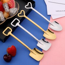 Retro Fruit Watermelon Spoon Stainless Steel Scoop Shovel Iron Dessert Spoon Summer Ice Cream Square Round Tip Spoon