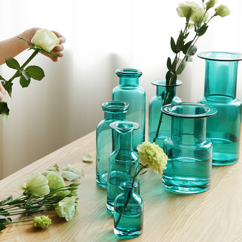 Ocean blue glass vase rustic wind vase plant vase glass jar