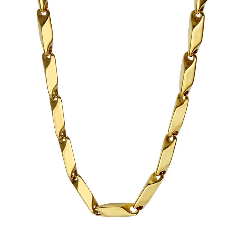 Punk or/argent couleur coloré pendentif collier personnalité hommes bijoux: Gold-55cm