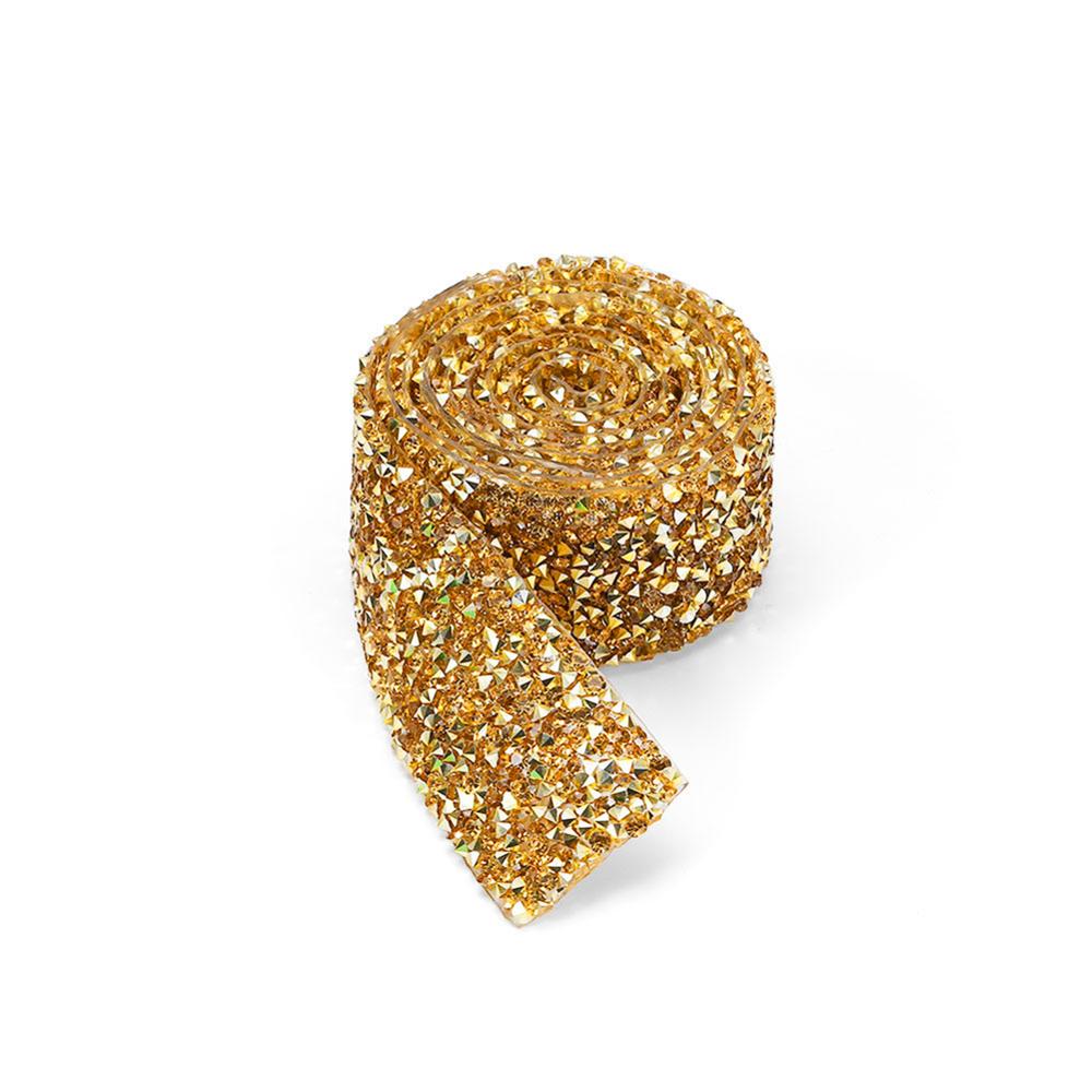 Krystal 1 yard bånd syning trim motiv strass fix rhinestone tape applikator med rhinsten stryg på applikationer kage dekoration