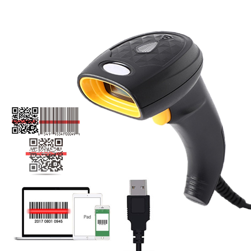 2D Barcode Scanner Handheld Barcode Scanner 1D/2D Qr Bar Code Reader Ontvangst Draagbare Usb Wired Voor Inventaris Pos terminal