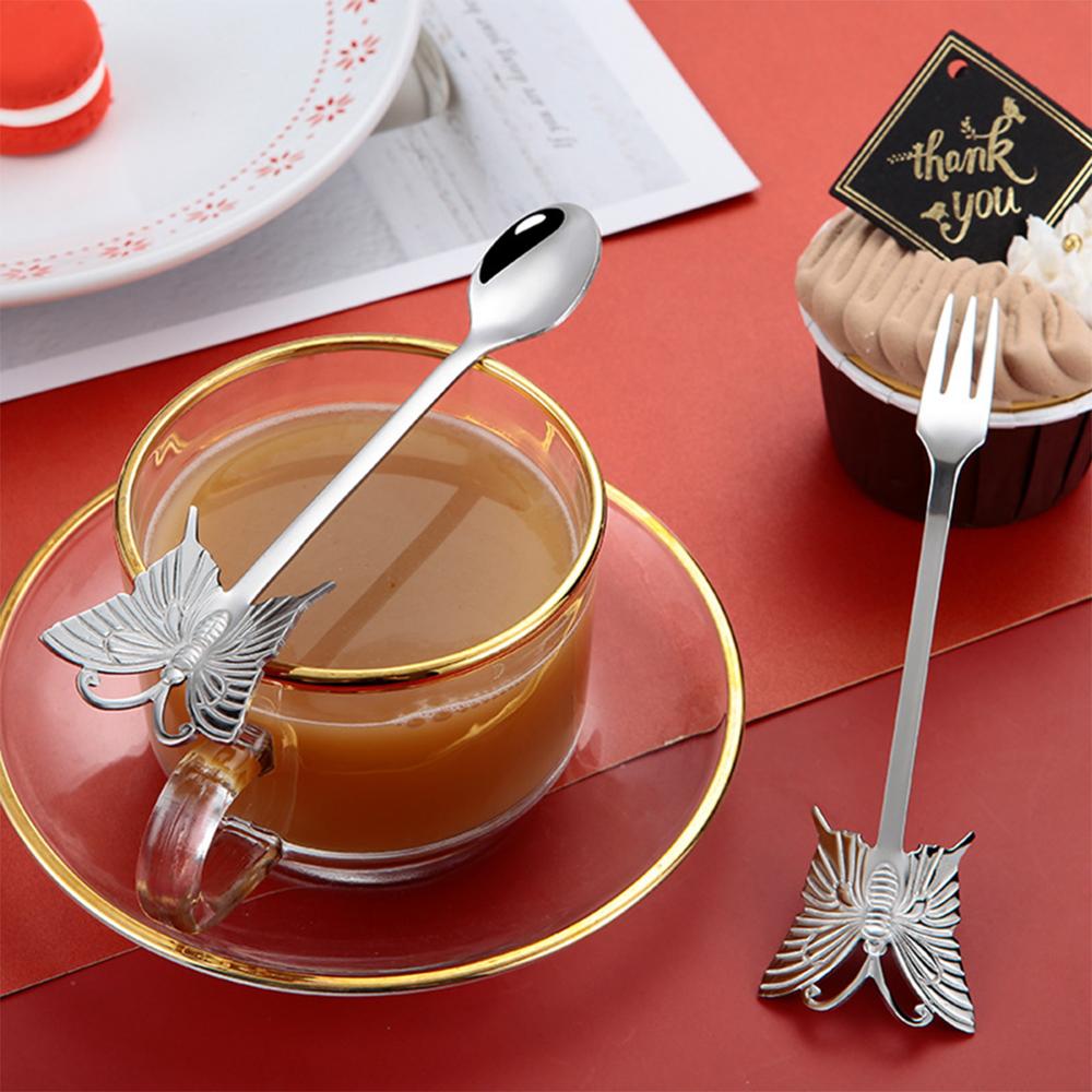 Butterfly Stainless Steel Coffee Spoon Milk Teaspoon Dessert Snack Scoop Ice Cream Stirring Spoons Kitchen Dining Tableware,1PCS