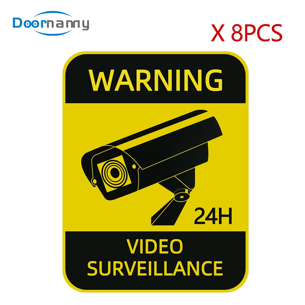 Doornanny 8 Stuks Cctv Camera Waterdicht Waarschuwing Stickers Borden Home Security Alarm Stickers Sterke Zelfklevende Orignal