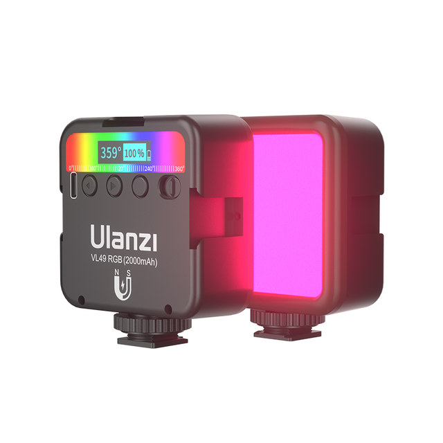 Ulanzi VL49 RGB Mini LED Video Light 2000mAh 2500K-9000K Portable Photography Lights Vlog Fill Light for DSLR SLR Camera Lamp: 2PCS VL49RGB