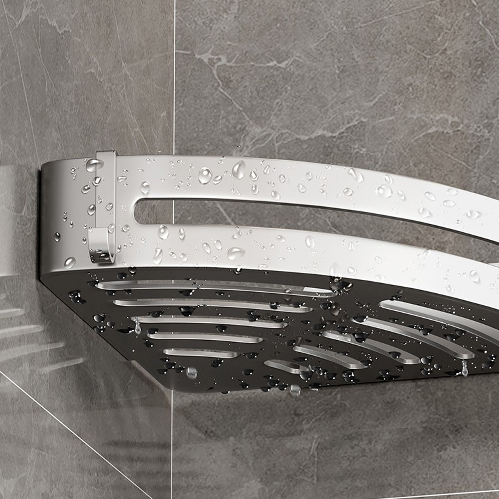 Badkamerplank Geen oefening Muur gemonteerd Shampoo -fles Douche hoekrek Toilet Opslagrek Aluminium Badkamer keukenaccessoires