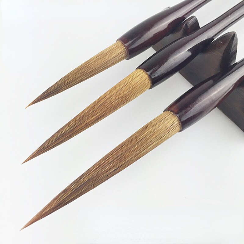 Chinese Huzhou Calligraphy Pen Long Weasel Hair Brush Pen Regular Script Running Cursive Chinese Painting Outline Writing Brush