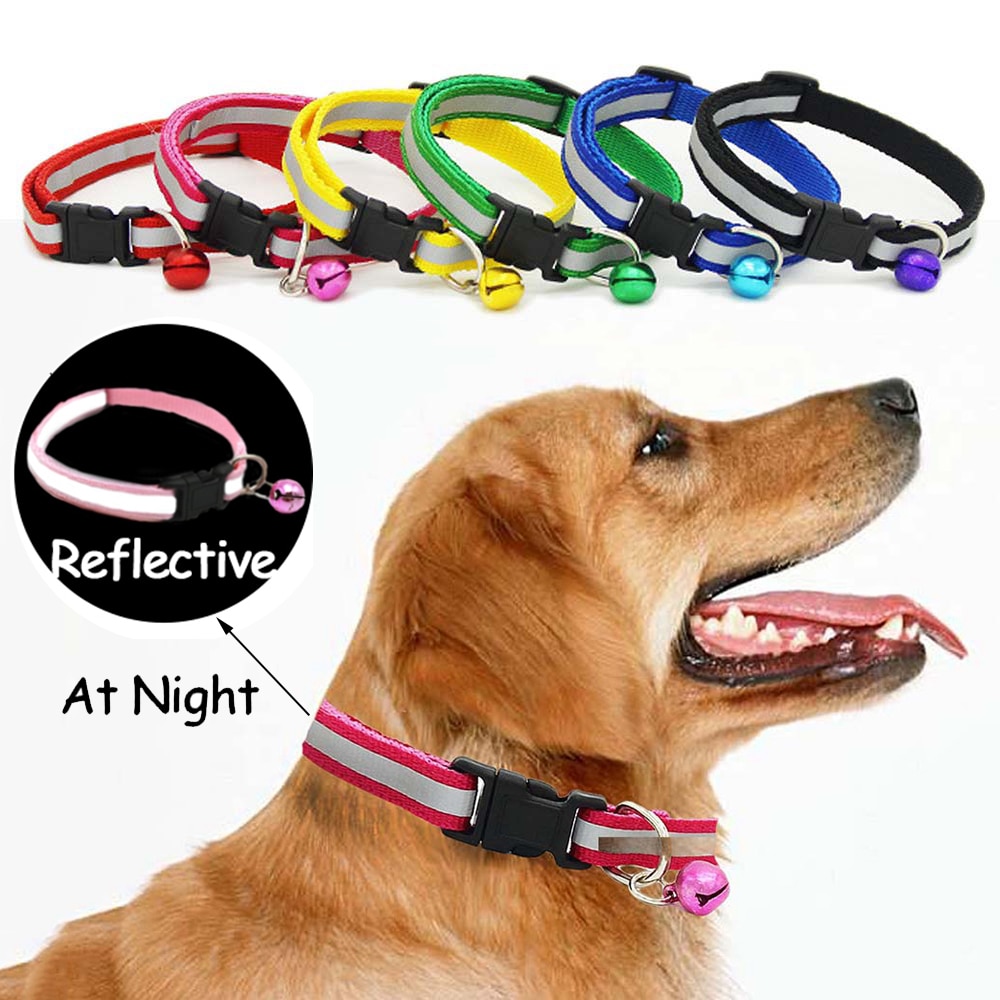 Pet Cat Dog Collar Nylon Strap Bell Reflective Collar Adjustable Collar Dog Puppy Necklace Pet Cat Safe Leash Accessories