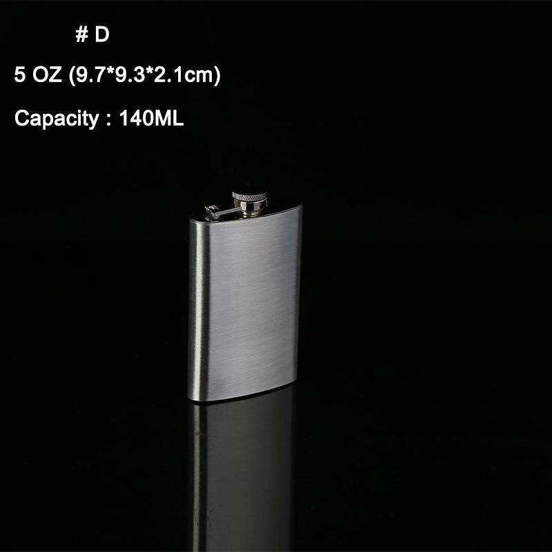 Portable Stainless Steel Hip Flask Pocket Wine Bottle Travel Whiskey Alcohol Wine Bottle Hip Flask Mini Bottle: 5OZ