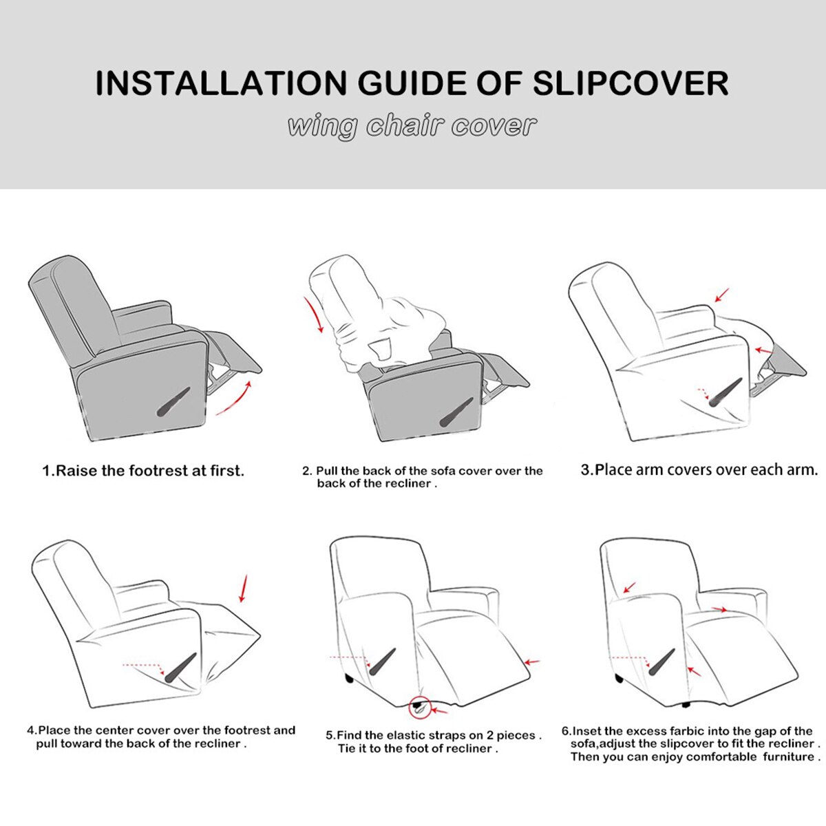 Vandtæt elastisk hvilestol betræk 4- i -1 delt ruskind lænestol betræk stretch sofa sofa slipcovers vaskbar møbelbeskytter