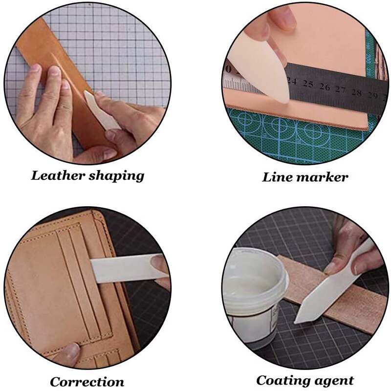 MIUSIE-Kit de herramientas para manualidades de cuero, punzón de costura, herramienta para Carpeta de hueso, hilo encerado, agujas de coser, accesorios de tijera, 12 piezas