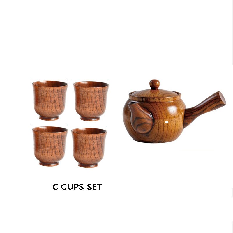 Conjunto de bule de chá e chá de chá de madeira natural de nimitime e conjunto de bule de chá de jujuba: A cup set