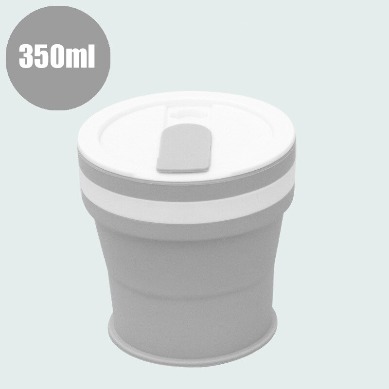 Opvouwbare Siliconen Cup Mokken Draagbare Siliconen Telescopische Drinken Inklapbare Silica Koffie Cup Met Deksels Reizen 350ml en 550ml: 350ml Gray